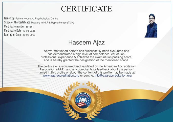 NLP and Hypnotherapy mastery certificate