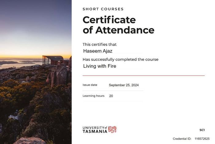 Living with Fire certificate